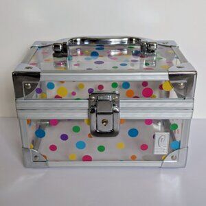 Vintage Caboodles Acrylic Train Case Clear Colorful Polka Dots
